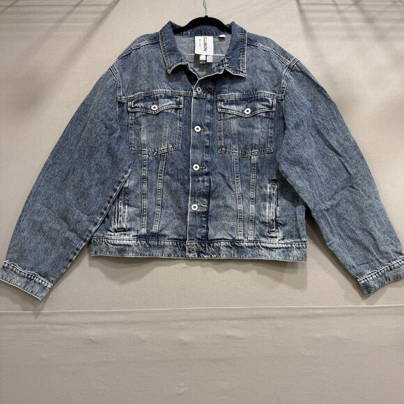 Collusion Jacket Mens XL Blue Denim Stonewash Oversized Trucker Unisex Pockets - Picture 1 of 15